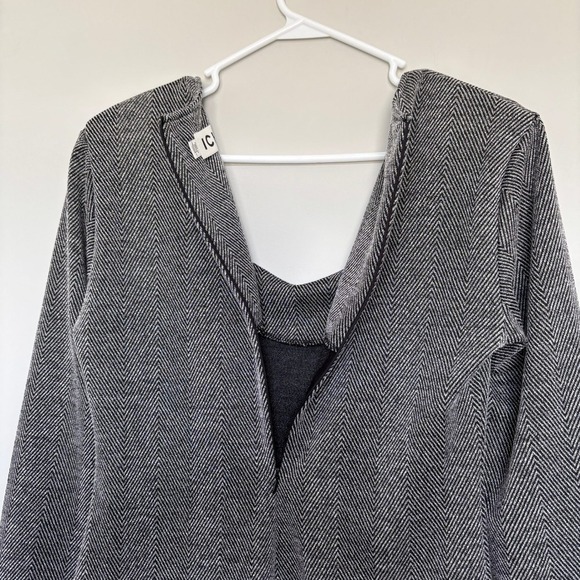 ICHI Women's Medium Mini Dress Long Sleeve Square Neck Streetwear Office Chic - Picture 12 of 13